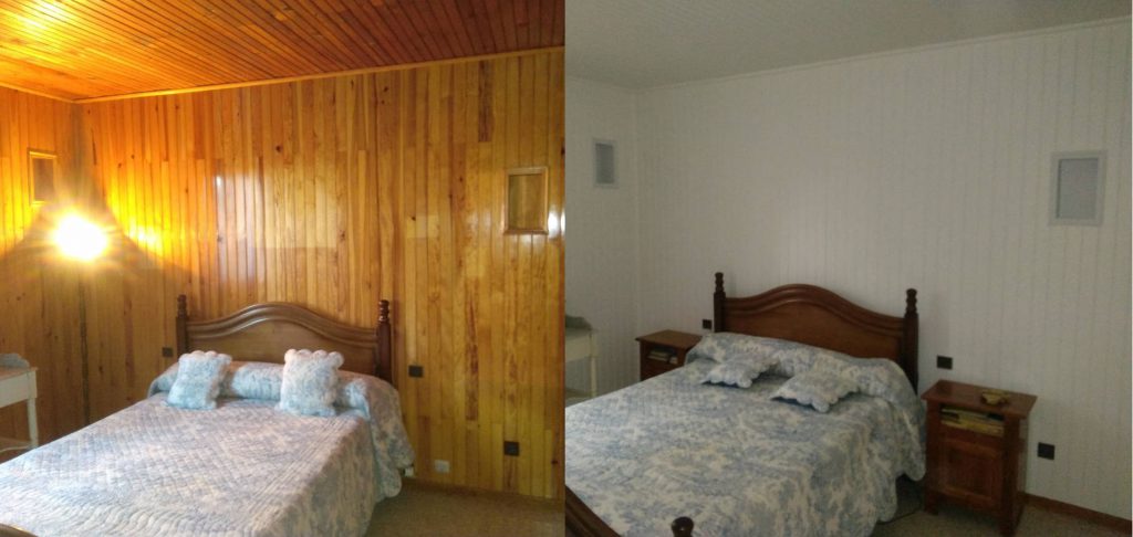 Renovation chambre avec lambris en bois